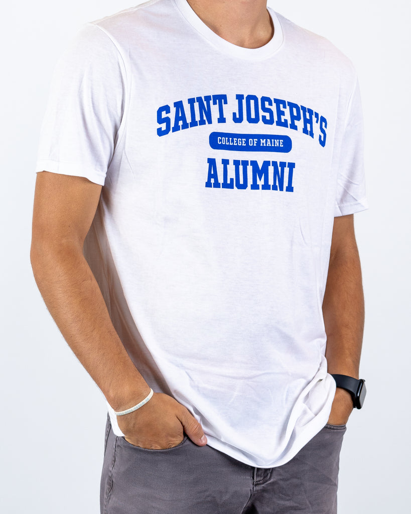 White SJC Alumni T shirt Saint Joseph s College of Maine Campus Store