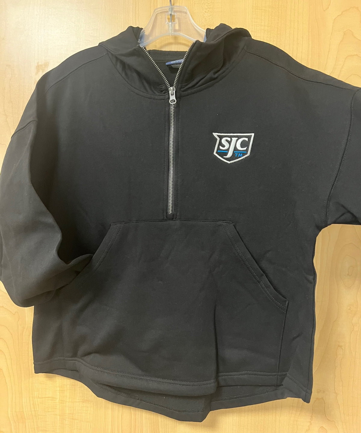 Women&#39;s Half Zip Scuba Hoodie- Black